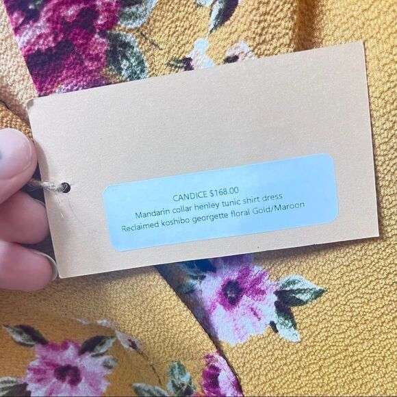 KINdom Shirt Dress‎ w/Handwoven, Gold/Marroon - Picture 10 of 15